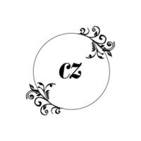 Initial CZ logo monogram letter feminine elegance vector