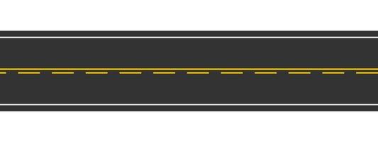 Empty straight road. Top aerial view. Highway with marking. Seamless roadway horizontal template. Carriageway element of city map vector