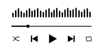 interfaz de reproductor de audio con onda de sonido, barra de progreso de carga y botones. plantilla de panel de reproductor multimedia simple para aplicación móvil vector