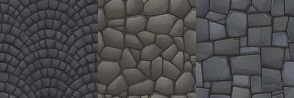 piedras de textura de juego, patrones sin fisuras de guijarros vector