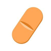 Orange caplet isolated on white background. Capsule shaped medicinal tablet. Medical therapy concept vector