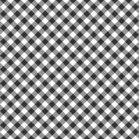 Diagonal black and white gingham seamless pattern with striped squares. Checkered texture for picnic blanket, tablecloth, plaid, clothes. Textile geometric background vector