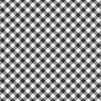 Diagonal black and white gingham seamless pattern with striped squares. Checkered texture for picnic blanket, tablecloth, plaid, clothes. Textile geometric background vector