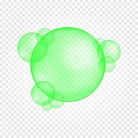Green glossy bubbles. Pure verdant balls of aloe oil, vitamin E, olive drop on transparent background vector