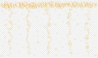 Golden bubbles stream on transparent background. Fizzy carbonated drink, champagne, seltzer, beer, soda, cola, lemonade, sparkling wine texture vector