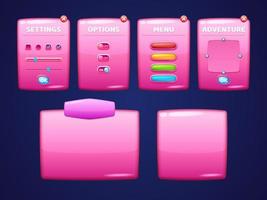 Glossy pink boards with buttons for game interface vector