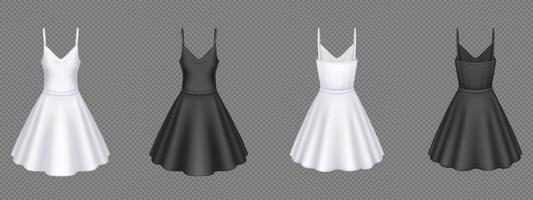 Women white and black cocktail dresses vector