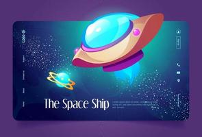 Space ship banner with shuttle and satellite vector