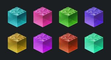 cubos de agua isométricos para juegos, elementos aislados vector