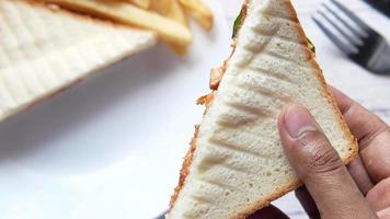 sandwich au poulet sur pain blanc video