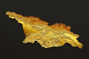 Georgia Map Golden metal Color Height map Background 3d illustration photo