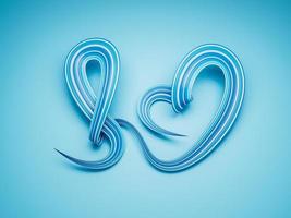 Blue heart ribbon bow isolated background 3d illustration photo