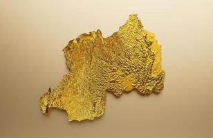 Rwanda Map Golden metal Color Height map Background 3d illustration photo