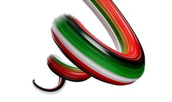 espiral abstracta de los colores de la bandera palestina, trazo de pincel 3d ilustración 3d foto