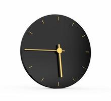 icono de reloj de oro premium aislado 5 45 en punto cuarto a cinco sobre fondo de icono negro. cinco cuarenta y cinco en punto icono de tiempo ilustración 3d foto