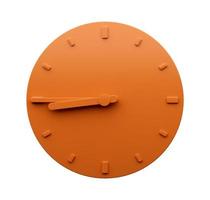 Minimal Orange clock 8 45 o clock quarter to Nine abstract Minimalist wall clock 3d Illustration photo