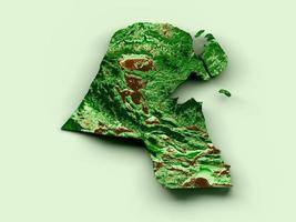 Kuwait Topographic Map 3d realistic map Color 3d illustration photo