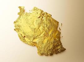 Tanzania Map Golden metal Color Height map Background 3d illustration photo