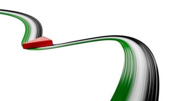 White and green background design with waving Palestine ribbon flag. Palestine Independence Day 3d illustration photo