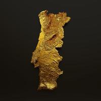 Portugal Map Golden metal Color Height map Background 3d illustration photo