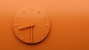 Minimal Orange clock 8 30 Half past Eight o'clock abstract Minimalist wall clock 3d Illustration photo