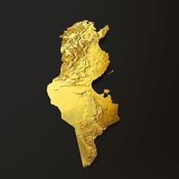 Tunisia Map Golden metal Color Height map Background 3d illustration photo