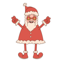 de kerstman claus in hippie bril. modieus hippie groovy stijl. Kerstmis illustratie. png