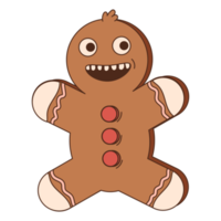 Holiday gingerbread man cookie. Cookie in shape of man with colored icing. Happy new year decoration. Merry christmas holiday. png