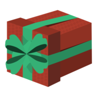 Gift Boxes with Ribbon in cartoon style. Red color present Box. Colorful PNG illustration.