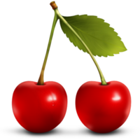 Red cherry with leaf on a transparent background png