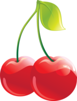 Red cherry with leaf on a transparent background png