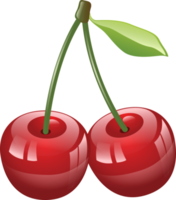 Red cherry with leaf on a transparent background png