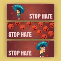 Stop hate cartoon banners, support Asian community vector