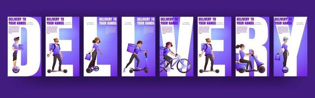 Delivery to your hands cartoon advertising banners vector