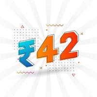 Imagen de moneda vectorial de 42 rupias indias. Ilustración de vector de texto en negrita de símbolo de 42 rupias