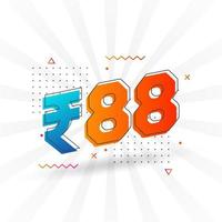 88 Indian Rupee vector currency image. 88 Rupee symbol bold text vector illustration