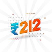 212 Indian Rupee vector currency image. 212 Rupee symbol bold text vector illustration