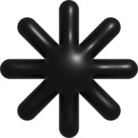 Decoración de forma abstracta negra 3d png