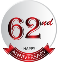 etiqueta de celebración del 62 aniversario png