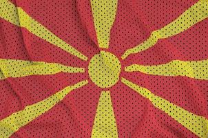 Macedonia flag printed on a polyester nylon sportswear mesh fabr photo