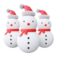 boneco de neve de elemento 3d de natal png