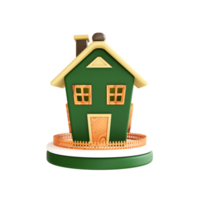 Cute Green House 3d illustration png