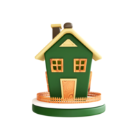 söt grön hus 3d illustration png