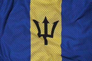 Barbados flag printed on a polyester nylon sportswear mesh fabri photo