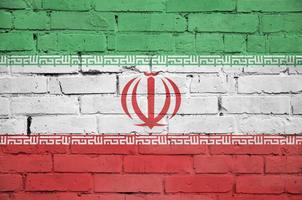 Iran flag is painted onto an old brick wall photo
