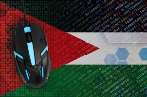 Jordan flag and computer mouse. Digital threat, illegal actions on the Internet photo