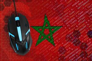 Morocco flag and computer mouse. Digital threat, illegal actions on the Internet photo