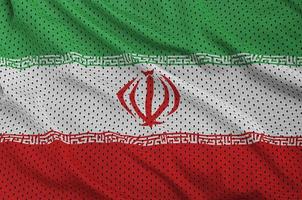 Iran flag printed on a polyester nylon sportswear mesh fabric wi photo