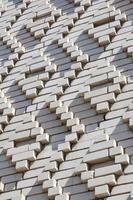 A pattern made of white bricks in the form of diamond shapes. Decoration of the walls during the Soviet Union photo