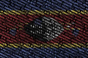 Swaziland flag is depicted on the screen with the program code. The concept of modern technology and site development photo
